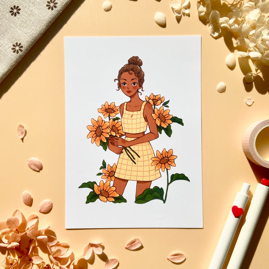 Sunflower Girl Art Print