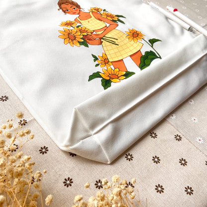 Sunflower Girl Tote Bag