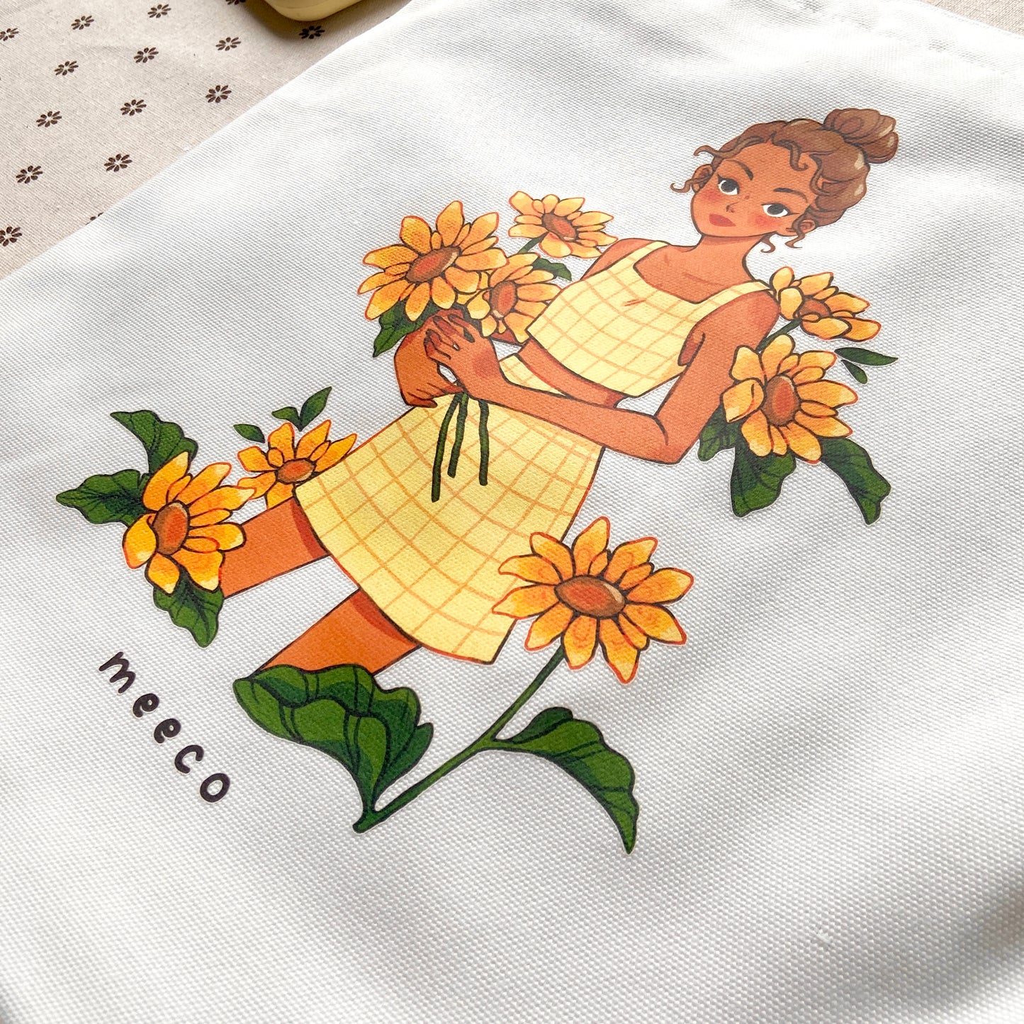 Sunflower Girl Tote Bag