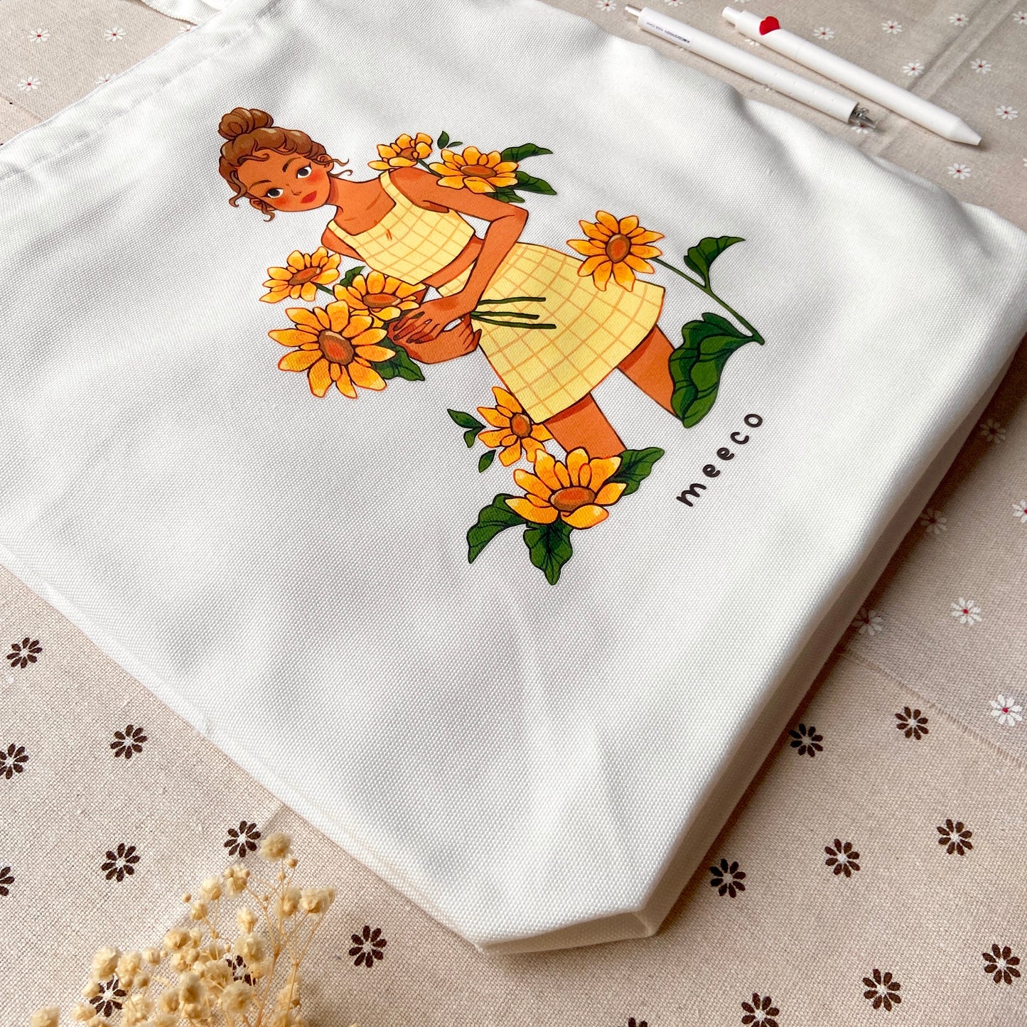 Sunflower Girl Tote Bag