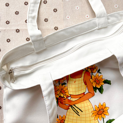 Sunflower Girl Tote Bag