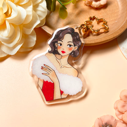 The Party Queen Keychain with Glitter Epoxy