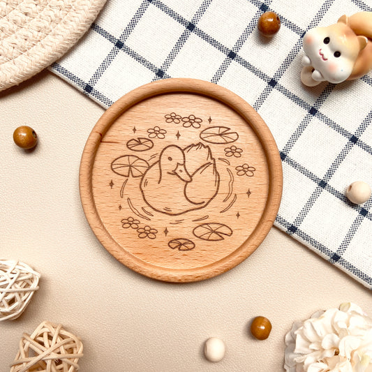 Floral Duck Wooden Coaster