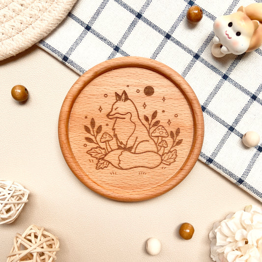 Autumn Fox Wooden Coaster