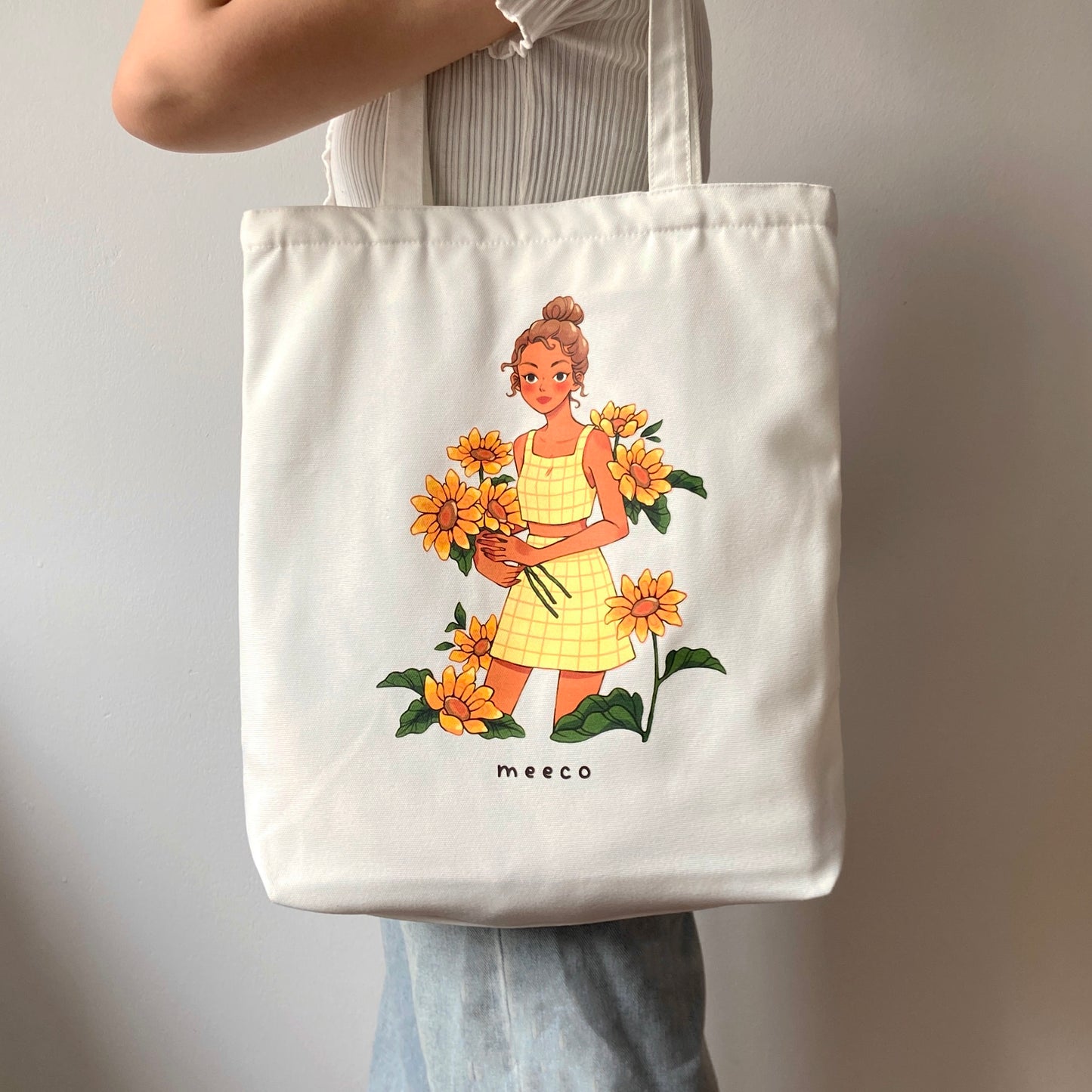 Sunflower Girl Tote Bag