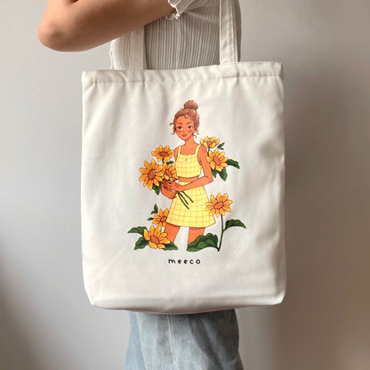 Sunflower Girl Tote Bag