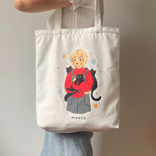 Black Cat Girl Tote Bag