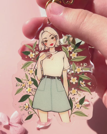 Camellia Sinensis Keychain with Glitter Epoxy