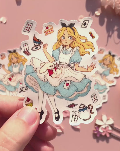 Alice in Wonderland Matte Glitter Vinyl Sticker